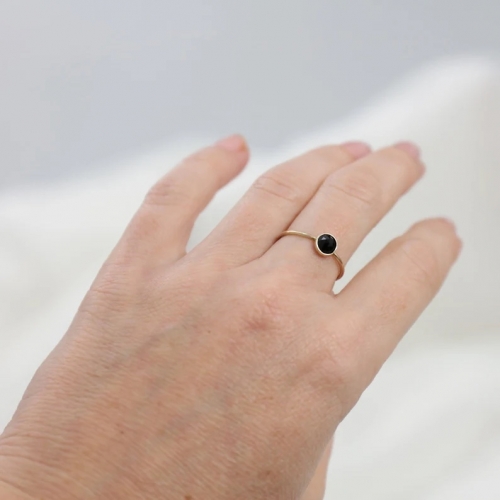 Simple Golden Ring with Onyx